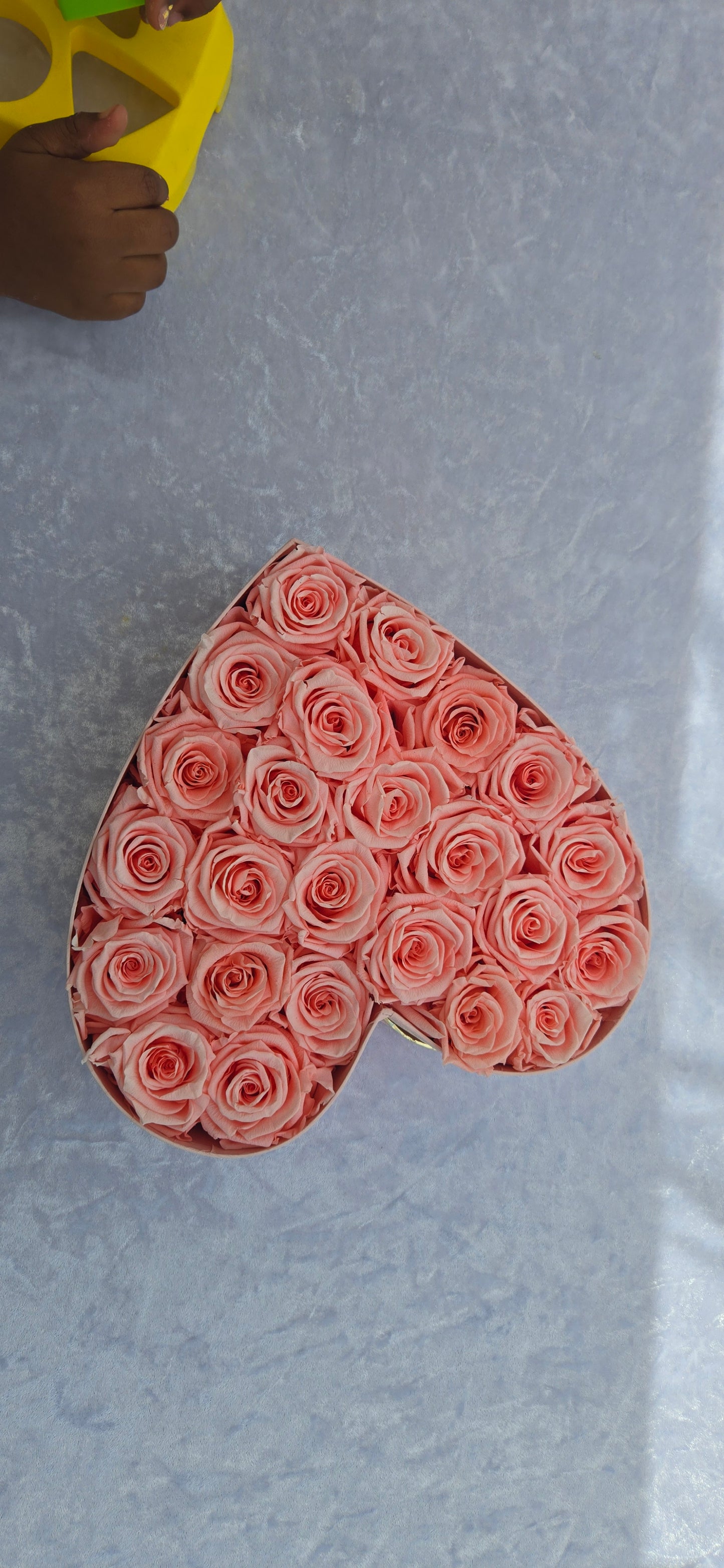 Giant Pink Heart Box with 25 Pink Preserved Roses