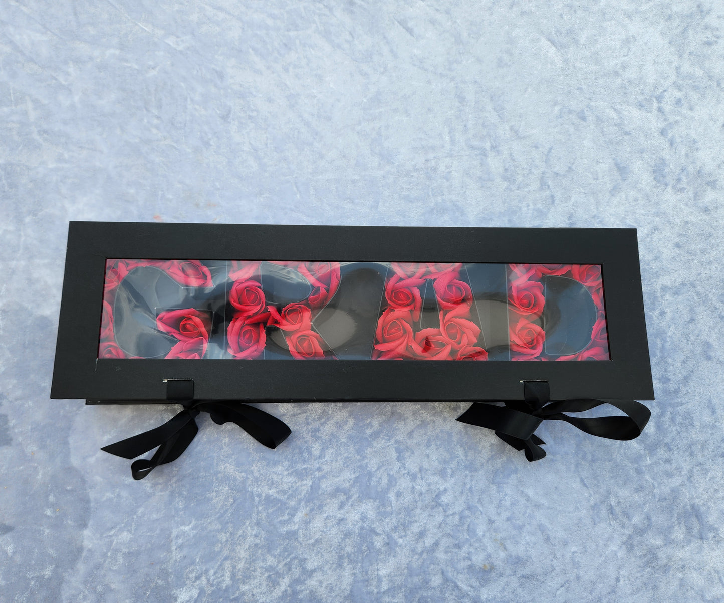 Black "GRAD" box with 36 Red Rose Soaps