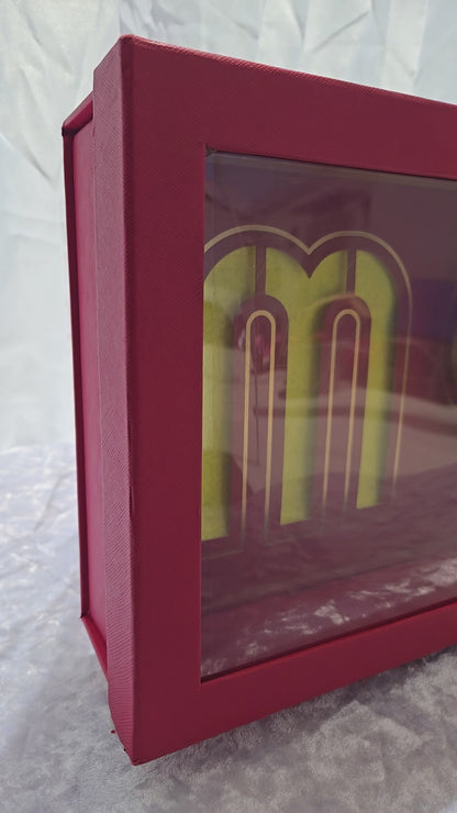 Red MOM Box with 12 Yellow Preserved Roses