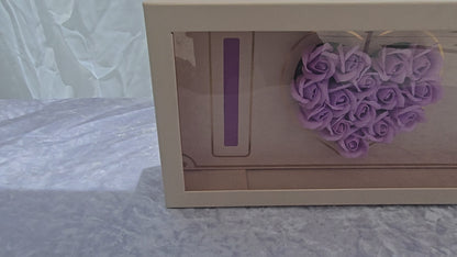 Tan "I heart U" with 15 Purple Rose Soaps