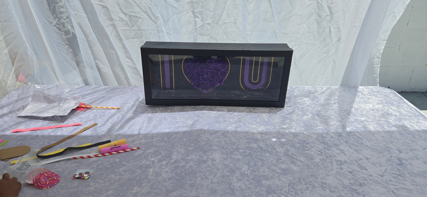 Black "I heart U" Box with 19 Purple Rose Soaps