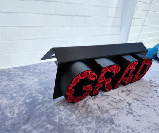 Black "GRAD" box with 36 Red Rose Soaps